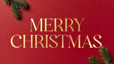 Merry Christmas with Pine Branches