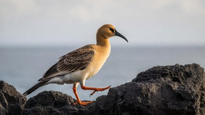 Black-necked Stork on Rocks