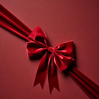 Red Velvet Bow on Fabric