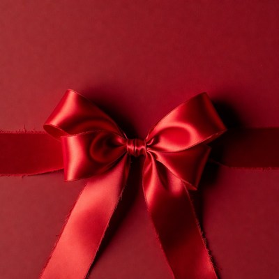 Red Satin Bow on Red Background