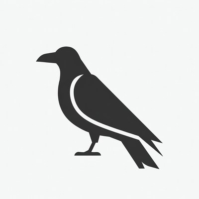 Black silhouette raven illustration