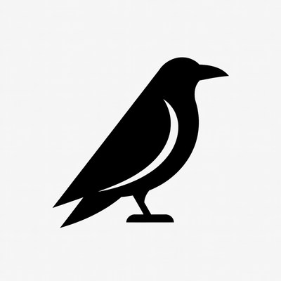 Black silhouette of crow