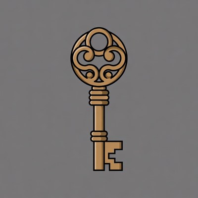 Ornate Golden Key Illustration