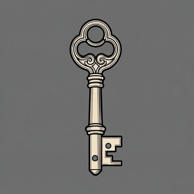 Ornate vintage key illustration