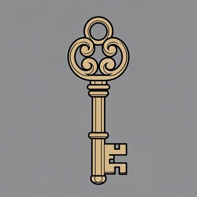 Golden ornate key illustration