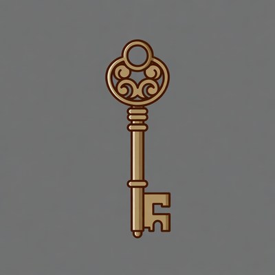 Golden Vintage Key Illustration