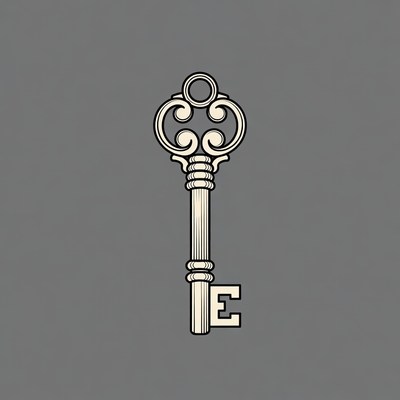 Ornate Vintage Key with E