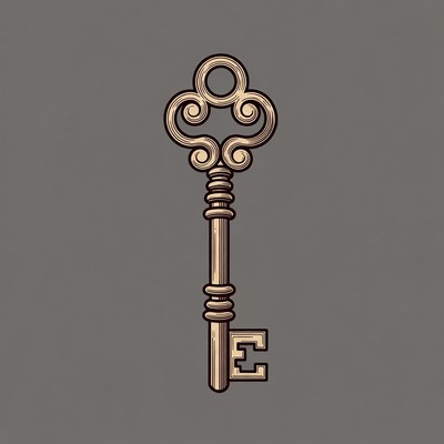 Vintage ornate key illustration