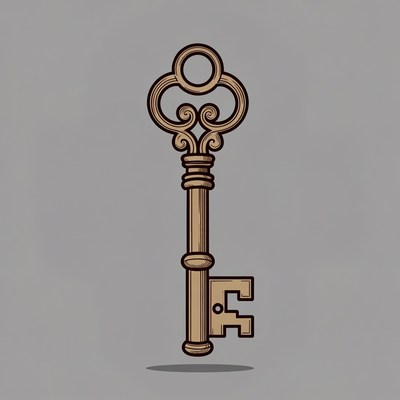 Vintage Golden Key Illustration