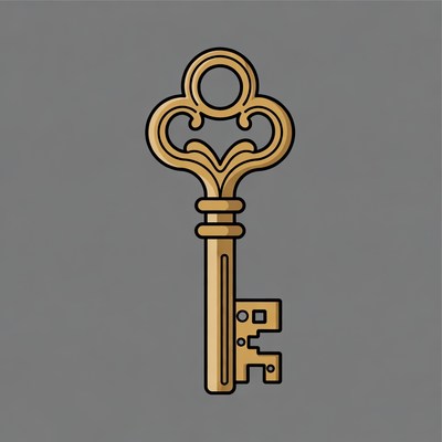 Golden ornate key illustration