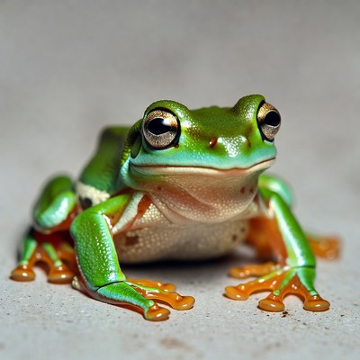 Green tree frog close-up