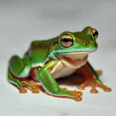Green tree frog close-up