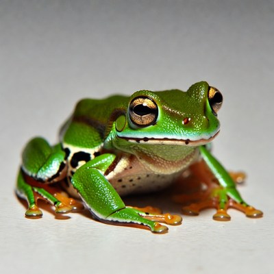 Green tree frog close-up