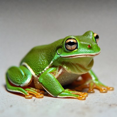 Green tree frog close-up