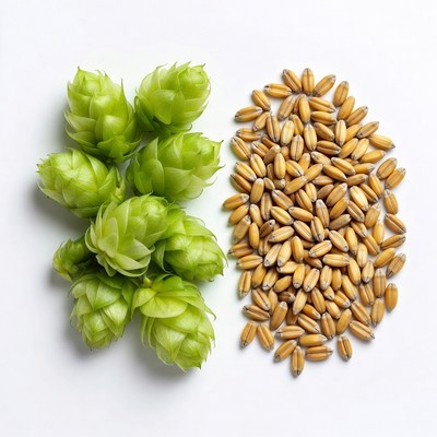Green Hops and Barley Grains