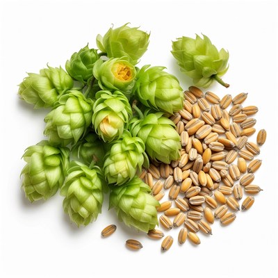Green Hops and Barley Grains