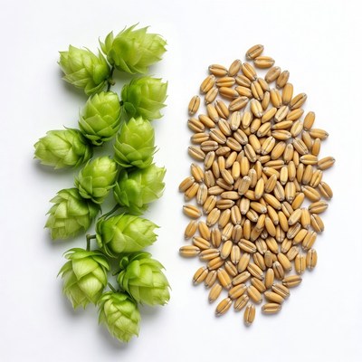 Green Hops and Barley Grains
