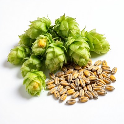 Green Hops and Barley Grains