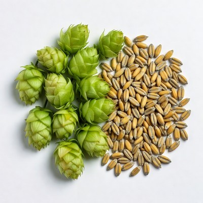 Green Hops and Barley Grains