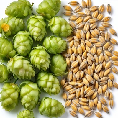 Green Hops and Barley Grains