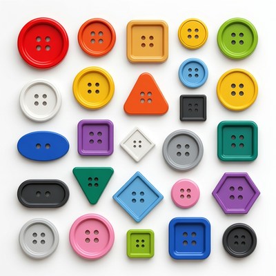 Colorful Buttons on White Background