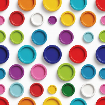 Colorful Plastic Plates on White Background
