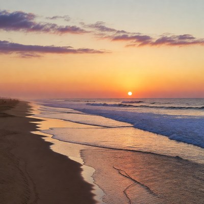 Sunset over ocean beach