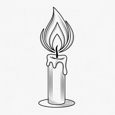 Burning Candle Line Drawing