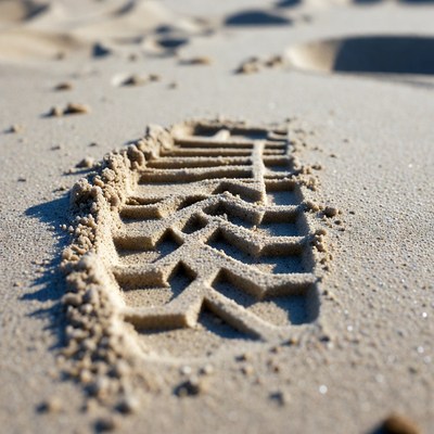 Tire tracks in sand