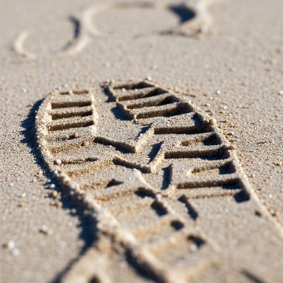 Footprint in sand beach