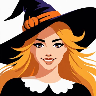 Blonde Witch with Pumpkin Hat