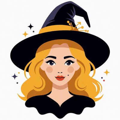 Blonde Witch Wearing Pointed Hat