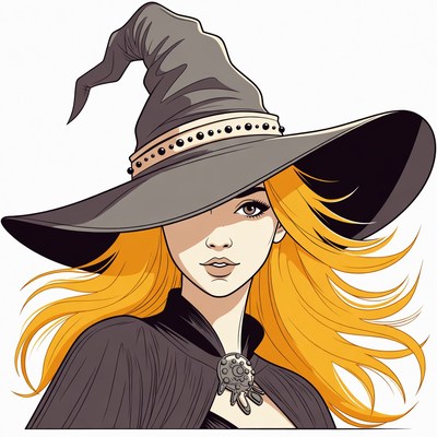 Blonde Witch Wearing Pointed Hat