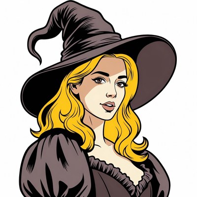 Blonde Witch in Pointed Hat