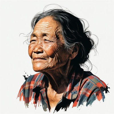 Elderly Asian woman smiling portrait
