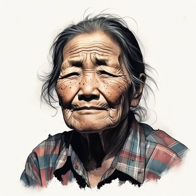 Elderly Asian woman portrait