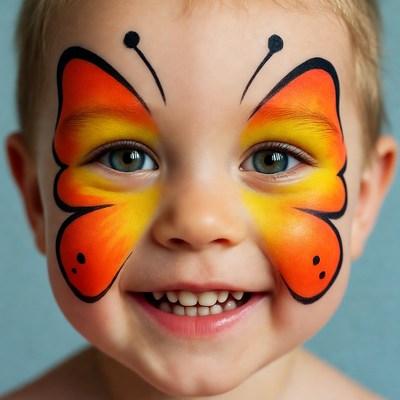 Boy with butterfly face paint