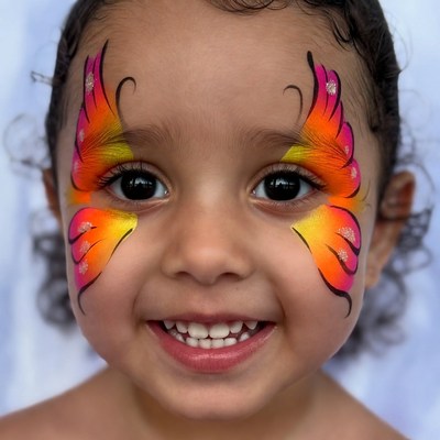 Toddler girl with butterfly face paint