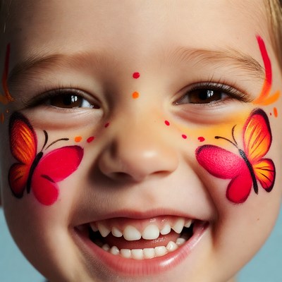 Boy with butterfly face paint