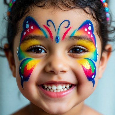 Little girl with butterfly face paint