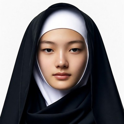 Asian woman in black hijab