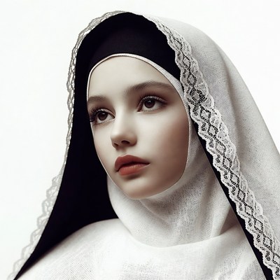 Young woman in nun habit