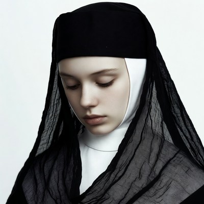 Young woman in nun habit