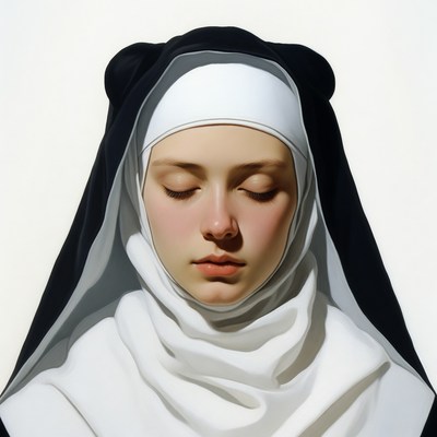 Young nun in habit close-up