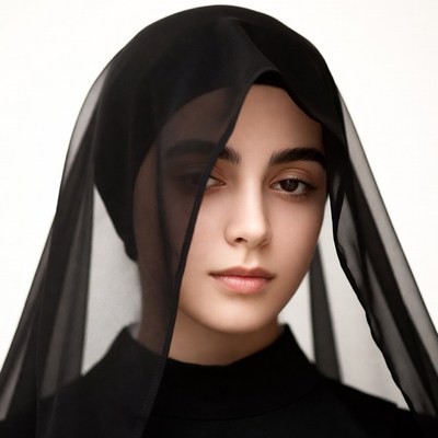 Woman in black hijab veil