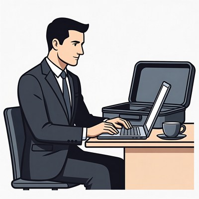 Businessman working on laptop