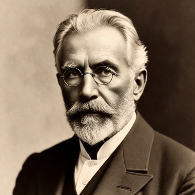 Elderly man in suit with mustache