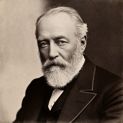 Elderly man with white beard and suit