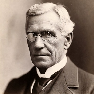 Elderly man in suit and glasses