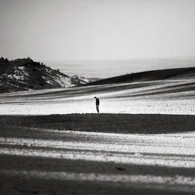 Man standing in snowy field